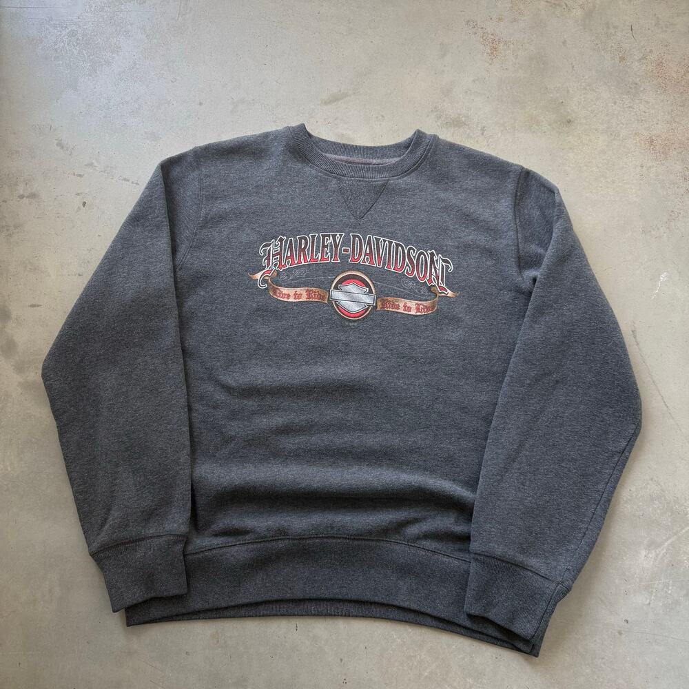 Vintage Y2K Harley Davidson Biker Motorcycle Crewneck Sweatshirt Size Large